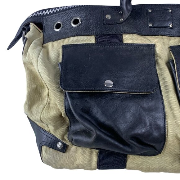 Will Leather Goods Canvas Leather Travel Duffle Bag Carry On Weekender - Picture 3 of 16